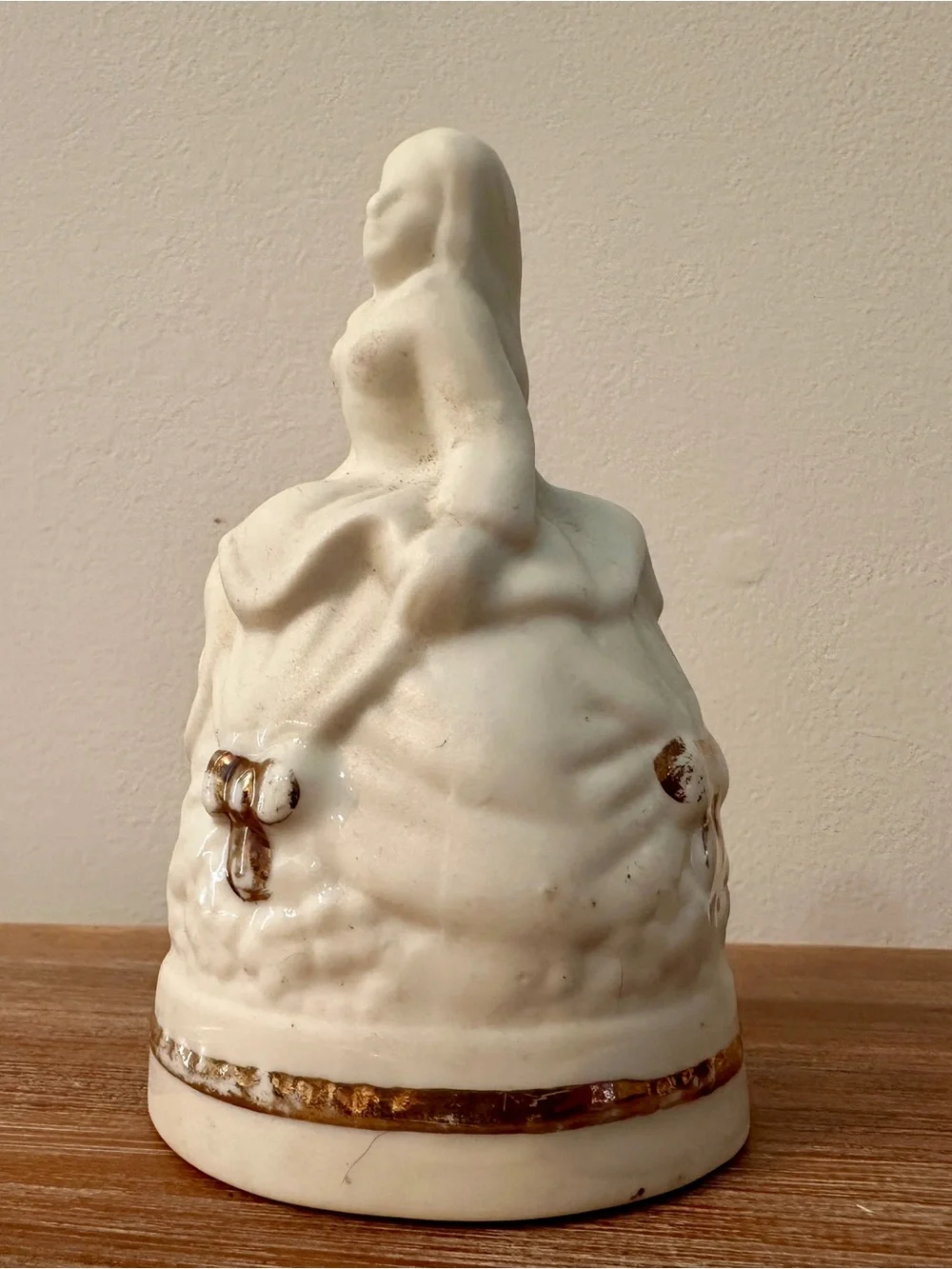 Vintage Southern Belle Porcelain Bell Cream Gold 4